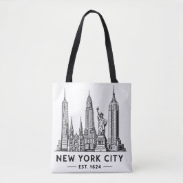 Bolsa Tote NYC Skyline Illustration with Statue of Liberty
