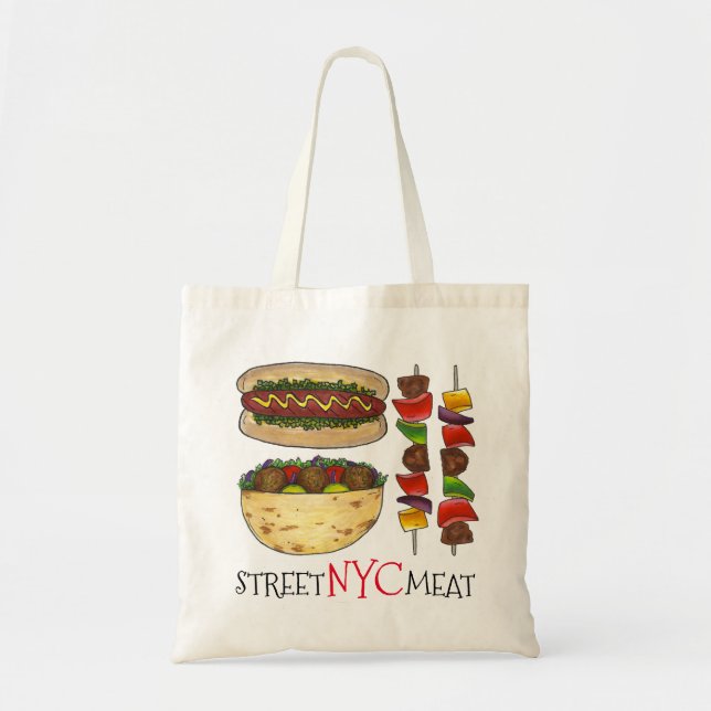 Bolsa Tote NYC Street Meat New York Falafel Hot Dog Kebab Bag (Frente)