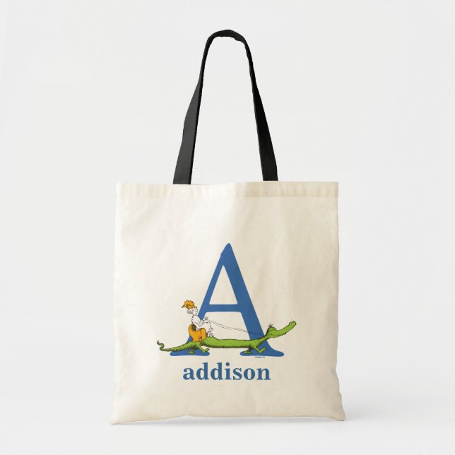 Bolsa Tote O ABC do Dr. Seuss: Letra A - Azul | Adicione seu  (Frente)