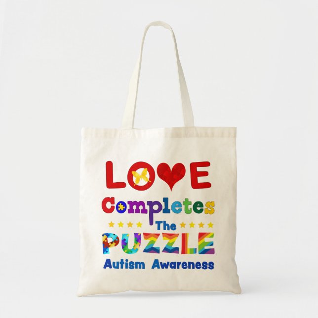 Bolsa Tote O amor completa a Quebra-cabeça (Frente)