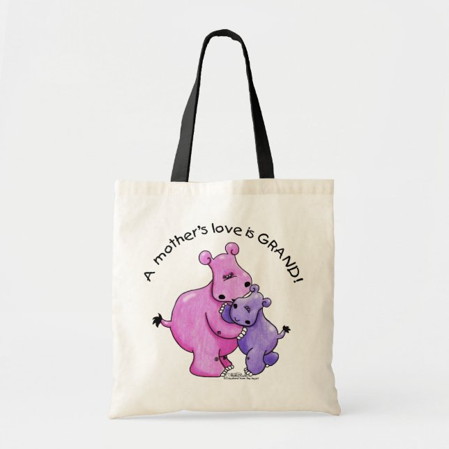 Bolsa Tote O amor da mãe de Hippos-A é grandioso! (Frente)