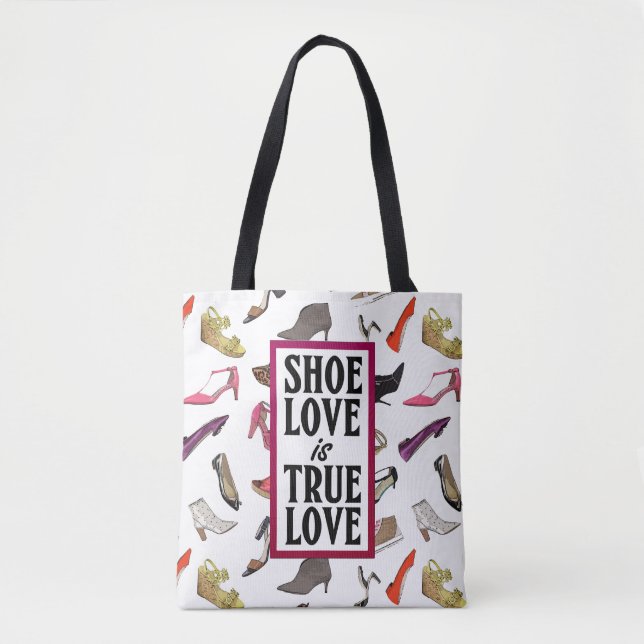 Bolsa Tote O amor dos calçados é design na moda dos calçados (Frente)
