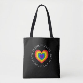Bolsa Tote O Amor é Amor Coração Arco-íris Orgulho LGBTQ Pret