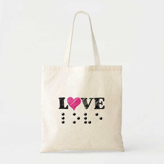 Bolsa Tote O Amor É Cego Braille (Frente)