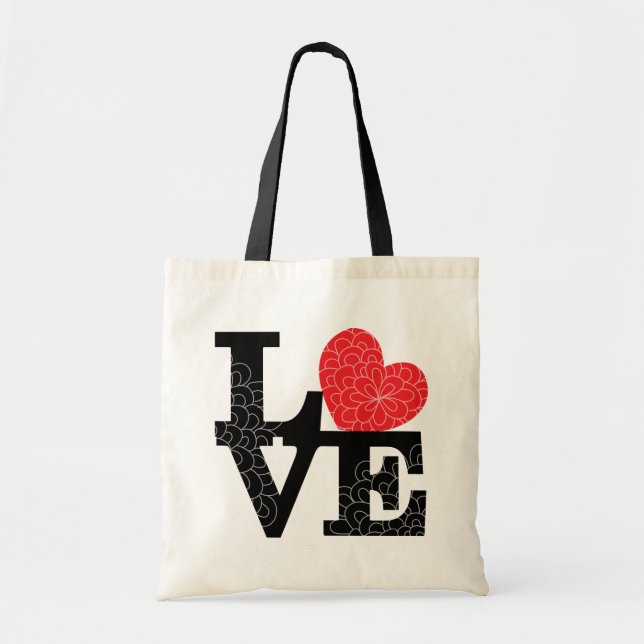 Bolsa Tote O amor esquadrou a impressão floral (Frente)