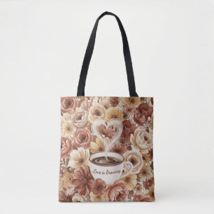 Bolsa Tote O Amor está Cozinhando Café Floral Chá de Noiva Co