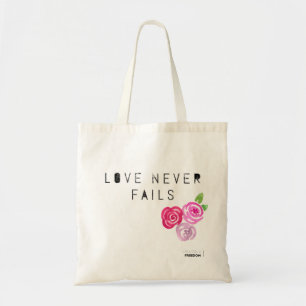 Bolsa Tote O Amor Nunca Falha, rosas