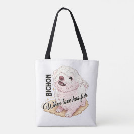 Bolsa Tote O Amor tem Bichon Frisé