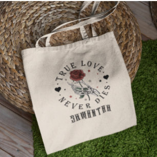 Bolsa Tote O Amor Verdadeiro Nunca Morre Monograma de Esquele