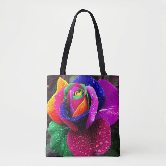Bolsa Tote O arco-íris colorido bonito aumentou (Frente)