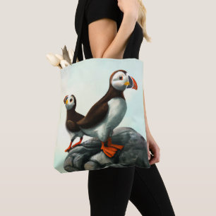 Bolsa Tote O Atlântico Cute Enche Aves Marinhas nas Rochas