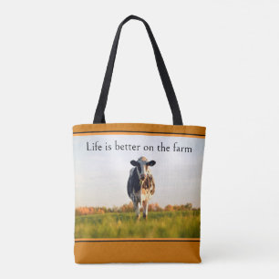 Bolsa Tote O Autumn Holstein Cow Life é melhor na fazenda