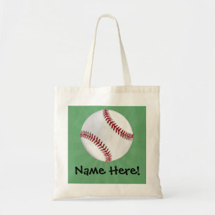 Bolsa Tote O basebol personalizado no verde caçoa meninos