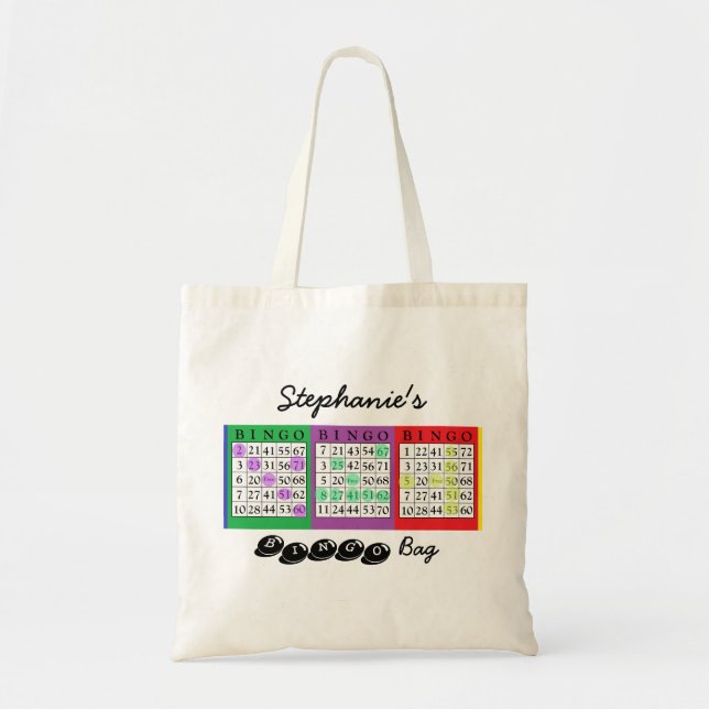 Bolsa Tote O BINGO personalizado carda a sacola do Bingo (Frente)
