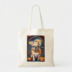 Bolsa Tote O Buldogue Francês Arrumou Vidro Noite de Hallowee