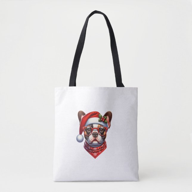 Bolsa Tote O Buldogue Francês Santa Hat Frenchie Ugly C (Frente)