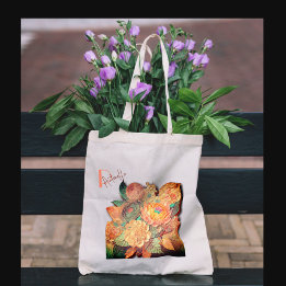 Bolsa Tote O buquê de flores - Pintura em madeira