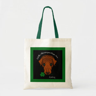 Bolsa Tote O cão irlandês Wolfhound com Shamrock e seu nome