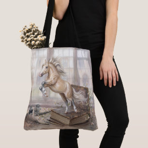 Bolsa Tote O Cavalo Estudioso Saltando de um Livro