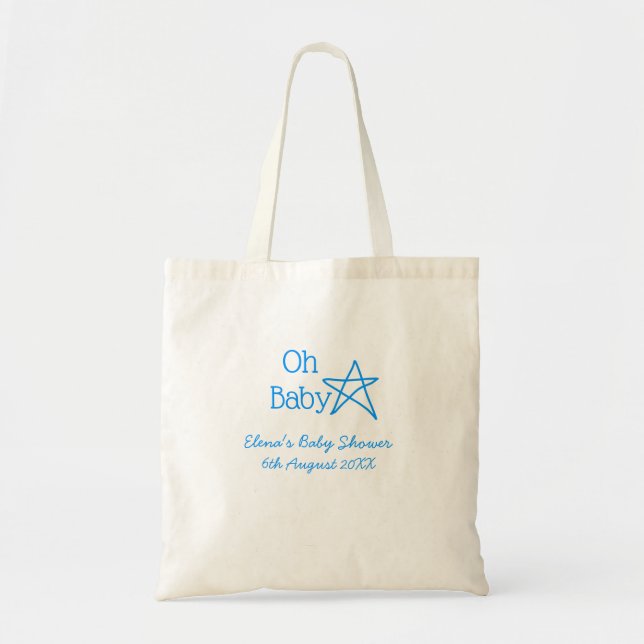 Bolsa Tote Ó chá de fraldas de estrelas azul bebê adiciona no (Frente)