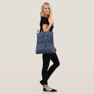 Bolsa Tote Ó Chá de fraldas geométrico marinho azul elegante