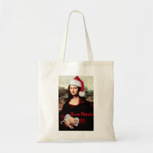 Bolsa Tote O Chapéu Natal de Mona Lisa