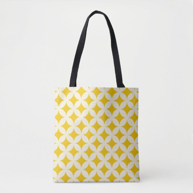 Bolsa Tote O círculo geométrico forma o branco do padrão sem  (Frente)