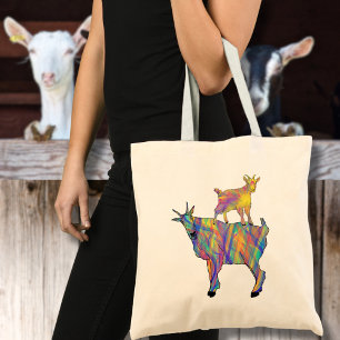 Bolsa Tote O Colorido Artsy Goats Engraçado Fazenda Humor De
