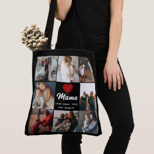 Bolsa Tote O CORAÇÃO BONITA ADORA-TE Foto do Dia de as mães M