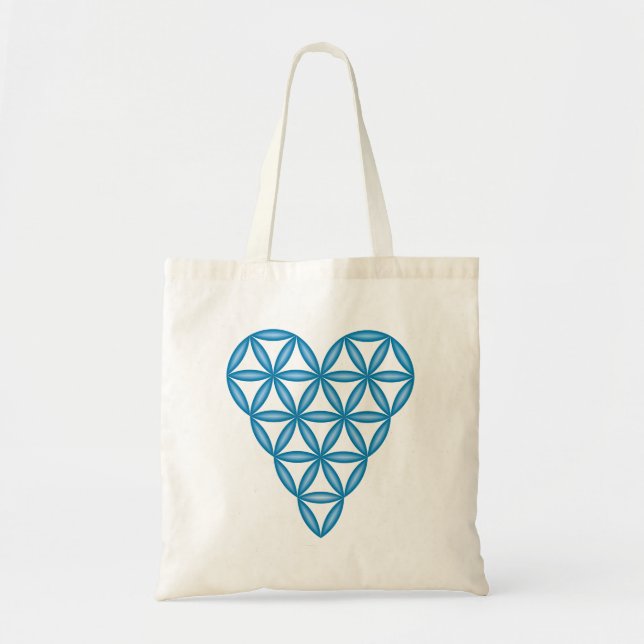 Bolsa Tote O Coração Da Vida - Azul Claro/3D (Frente)