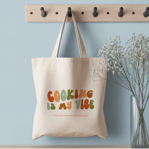Bolsa Tote O Cozinhar Retro Groovy é a minha vibração, cozinh