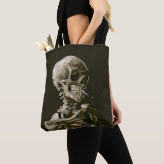 Bolsa Tote O crânio de Vincent van Gogh queimando cigarro Art