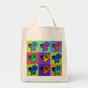 Bolsa Tote O Dachsund Doxie do pop art almofada a Multi-Cor