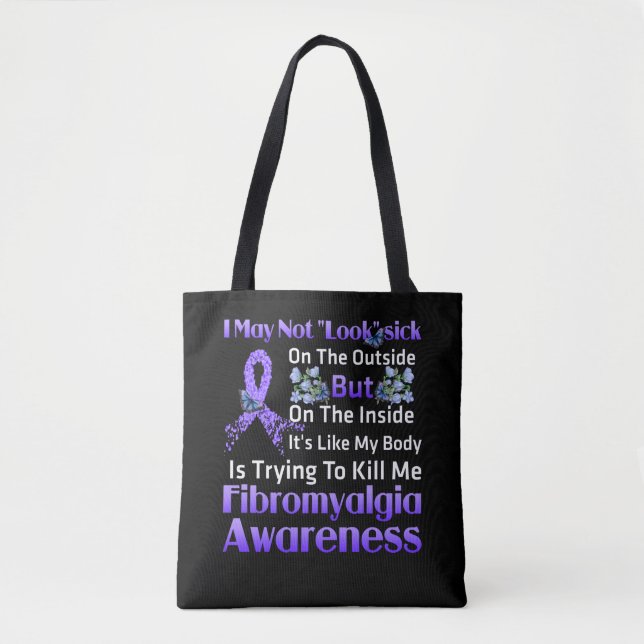 Bolsa Tote O Dentro é como minha fibromialgia corporal (Frente)