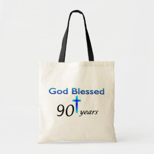 Bolsa Tote O deus abençoou 90 anos de presente de aniversár