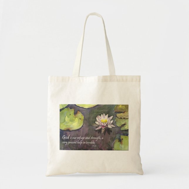 Bolsa Tote O deus é nossa sacola da escritura da força (Frente)