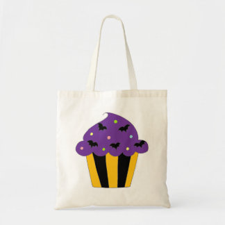 Bolsa Tote O Dia das Bruxas roxo golpeia o cupcake