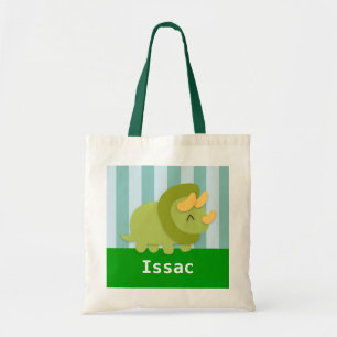 Bolsa Tote O dinossauro verde bonito do Triceratops caçoa a