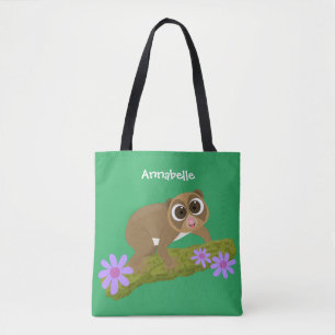 Bolsa Tote O doce e feliz loris em desenhos animados