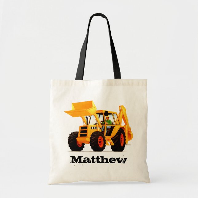 Bolsa Tote O escavador amarelo conhecido do miúdo feito sob (Frente)