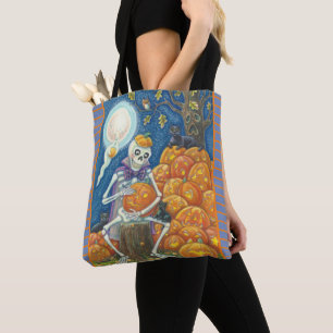 BOLSA TOTE O ESQUELETO, GATOS PRETOS, LEVANTA A SACOLA DO