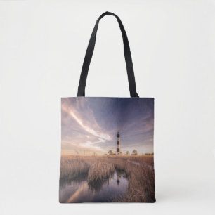 Bolsa Tote O farol da ilha de Bodie no por do sol