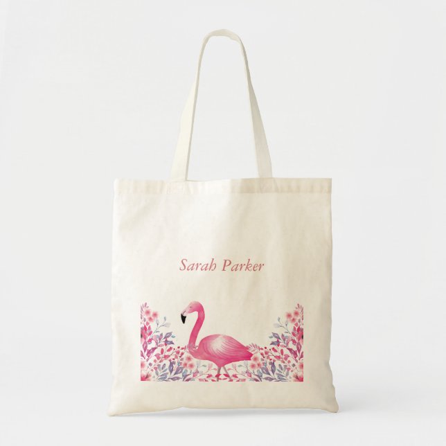 Bolsa Tote O flamingo bonito caçoa a sacola (Frente)