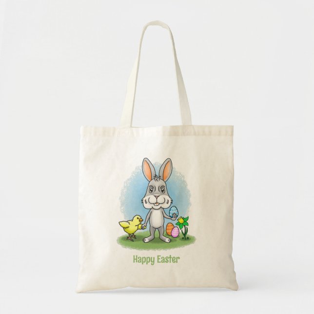 Bolsa Tote O frango e o coelho de Páscoa (Frente)