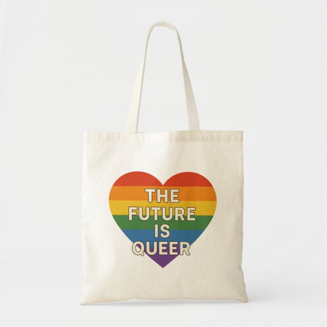 Bolsa Tote O Futuro É Queer - Arco-Íris (Frente)