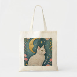 Bolsa Tote O Gato Branco Encantador com Olhos Verdes