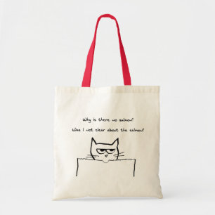 Bolsa Tote O gato irritado exige salmões - sacola engraçada