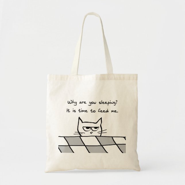 Bolsa Tote O gato irritado quê-lo fora da cama (Frente)