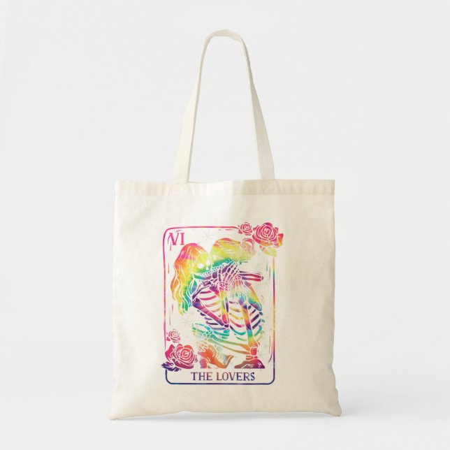 Bolsa Tote O Gótico Do Tarot Card Tie Dye Beijando Lésbica (Frente)