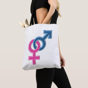 Bolsa Tote O homem fêmea acoplou símbolos